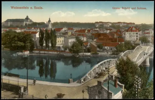 Ansichtskarte Weißenfels Grosse Brücke und Schloss. 1912