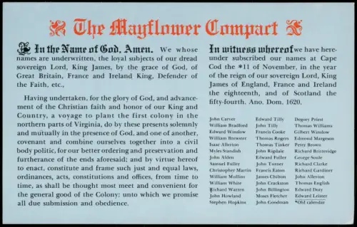 Postcard Plymouth The Mayflower Compact (1620) 1970
