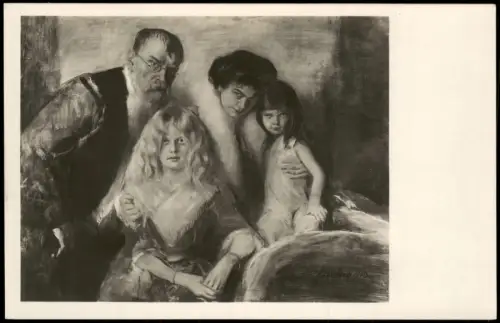 Ansichtskarte  Franz von Lenbach mit seiner Familie Künstlerkarte 1905