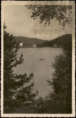 Klein Bistritz Bystřička Blick über die Talsperre mit Ruderboot 1935