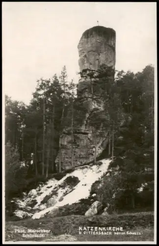 Dittersbach (Böhm. Schweiz) Jetřichovice Felsformation Katzenkirche 1930