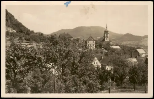 Triebsch Třebušín Panoramaansicht mit Kirche St. Nikolaus 1958