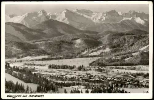 Ansichtskarte Lenggries Ortsansicht mit Karwendelgebirge 1940