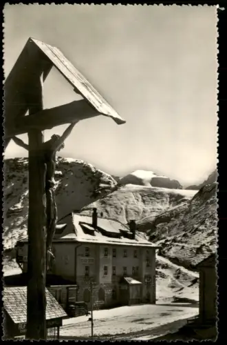 Kanzenei Canazei (Cianacèi) Pordoijoch mit Albergo Savoia und Kruzifix 1935