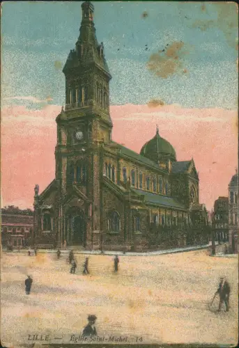 CPA Lille Eglise Saint-Michel (Kirche) 1915   1. WK Feldpost Feldpoststempel