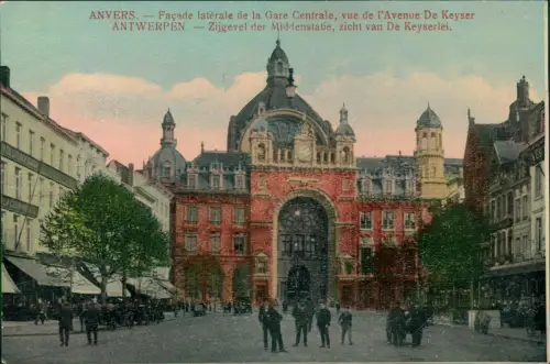 Antwerpen Anvers Façade latérale de la Gare Centrale (Hauptbahnhof) 1910