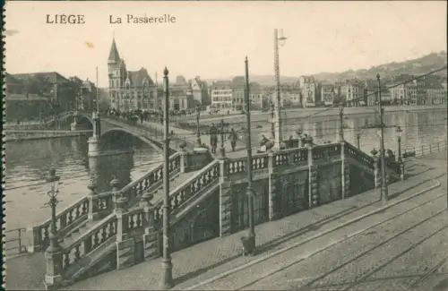 Lüttich Luik Lîdje Stadtteilansicht Brücke LIÉGE La Passerelle 1910