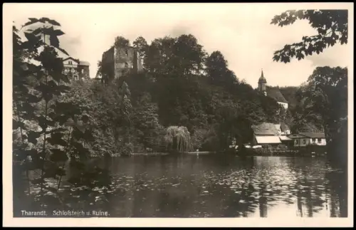 Ansichtskarte Tharandt Schloßteich u. Ruine. - Fotokarte 1928