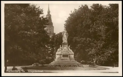 Ansichtskarte Frankenberg (Sachsen) Kriegerdenkmal Fotokarte 1928