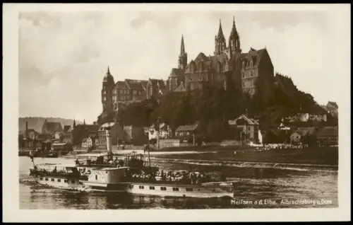 Ansichtskarte Meißen Schloss Albrechtsburg Elbdampfer Dresden 1929