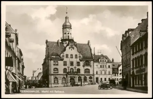 Ansichtskarte Geringswalde Marktplatz Rathaus 1927