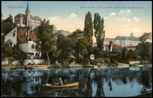 Weißenfels Partie an der Saale mit dem Schloss und der Bergschule 1912