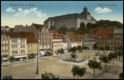 Ansichtskarte Weißenfels Markt und Schloss. Geschäfte 1912
