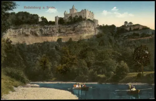 Ansichtskarte Saaleck-Bad Kösen Rudelsburg Ruderer auf der Saale 1912