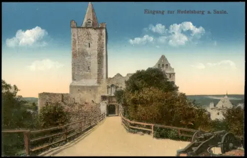 Ansichtskarte Saaleck-Bad Kösen Eingang zur Rudelsburg a. Saale. 1912