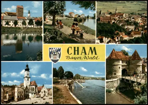 Ansichtskarte Cham (Oberpfalz) Mehrbildkarte mit 6 Ortsansichten 1971
