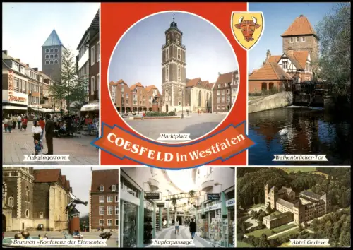 Coesfeld Mehrbild-AK u.a. Fußgängerzone Marktplatz Walkenbrücker-Tor Kupferpassage 1980