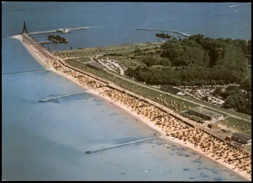 Döse-Cuxhaven Luftbild Strand und Kugelbake Nordseeheilbad 1980