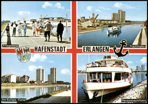 Erlangen Mehrbildkarte Hafenstadt, Frachthafen, Personen-Schiff 1979/1978