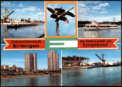 Ansichtskarte Erlangen Mehrbildkarte Hafenstadt am Europakanal 1975