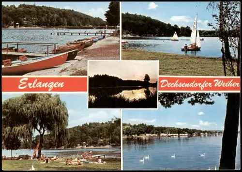 Erlangen Mehrbild-AK Stadtteil Dechsendorf Dechsendorfer Weiher 1977