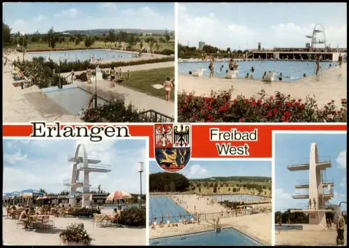 Ansichtskarte Erlangen Schwimmbad Freibad (Mehrbildkarte) 1971