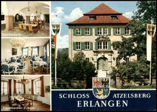 Ansichtskarte Erlangen Schloss Atzelsberg Mehrbild-AK mit Innenansichten 1975