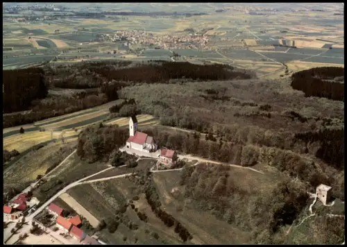 Offingen-Uttenweiler Bussen Luftaufnahme Maria-Wallfahrtskirche, Burgruine 1970