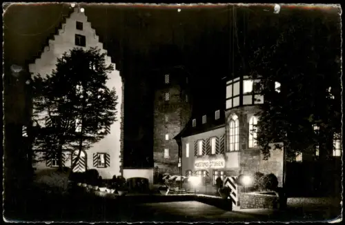 Ansichtskarte Neckarsulm Früheres Deutschordensschloß bei Nacht 1958