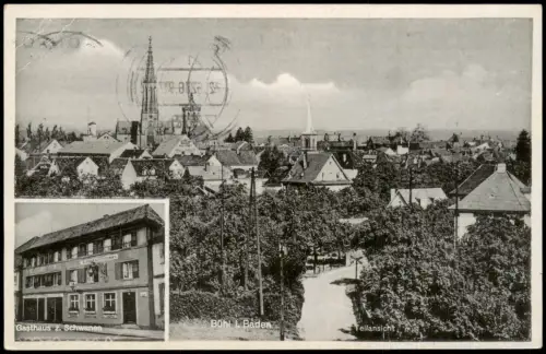 Ansichtskarte Bühl (Baden) 2 Bild Stadt und Gasthaus zum Schwanen 1970