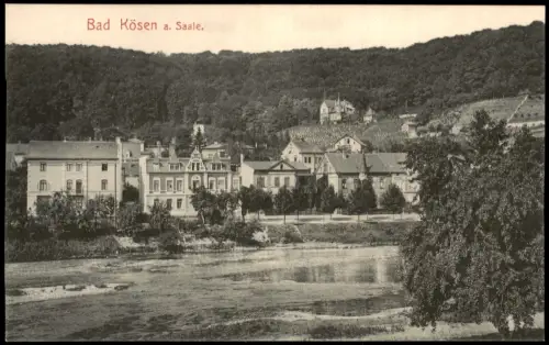 Ansichtskarte Bad Kösen Saalepartie mit Stadthäusern 1912