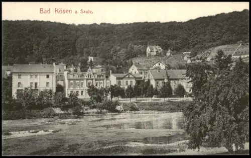 Ansichtskarte Bad Kösen Saalepartie mit Stadthäusern 1912