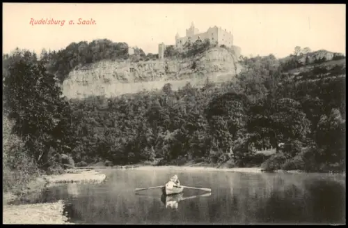 Ansichtskarte Saaleck-Bad Kösen Rudelsburg Ruderboot 1915
