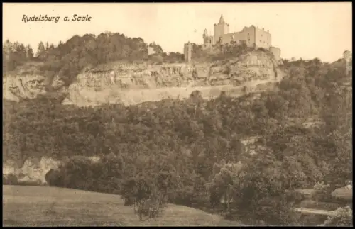 Ansichtskarte Saaleck-Bad Kösen Rudelsburg, Seitenansicht 1916