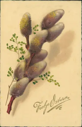 Ansichtskarte  Ostern Easter Künstlerkarte Weidenkätzchen 1917