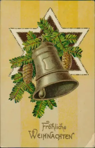 Ansichtskarte  Weihnachten Christmas Gold-Glocke Tannenzweige 1913 Gold