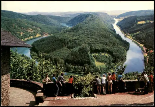 Orscholz-Mettlach Panorama-Ansicht Blick auf die Saar-Schleife bei Cloeff 1975