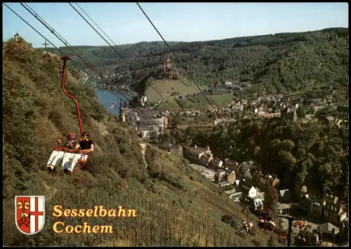 Ansichtskarte Cochem Kochem Sesselbahn zum Pinnerkreuz und Burg Cochem 1975
