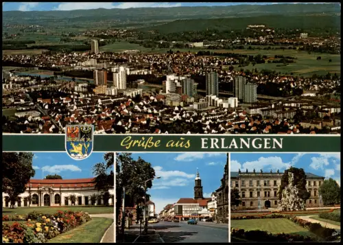 Ansichtskarte Erlangen Mehrbildkarte Ortsansichten und Luftaufnahme 1975