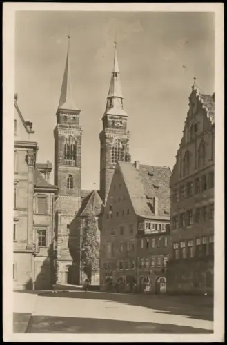 Ansichtskarte Nürnberg St. Sebalduskirche und Weinmarkt 1930