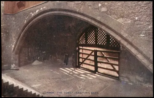 Postcard London Traitor's Gate im Tower of London 1910