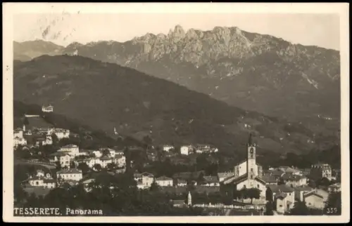 Ansichtskarte Tesserete Panorama-Ansicht mit Dorfkirche und Gebirge 1928