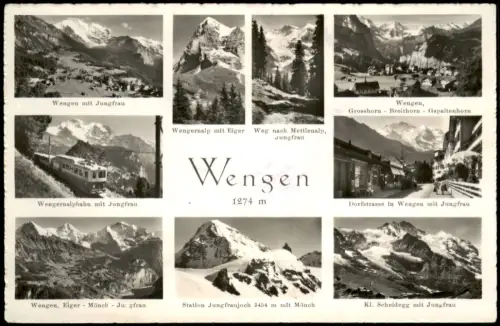Ansichtskarte Wengen BE Mehrbildkarte Wengen und Jungfrau-Region 1957