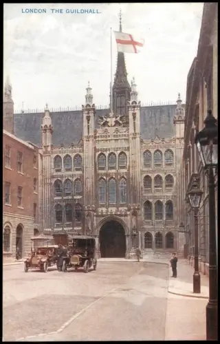 Postcard London The Guildhall mit Oldtimer 1910