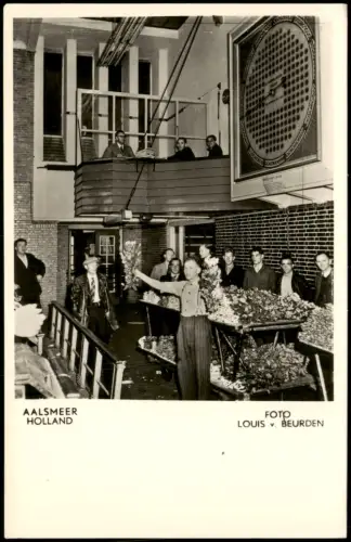 Postkaart Aalsmeer Blumenversteigerung mit elektrischer Auktionsuhr 1955