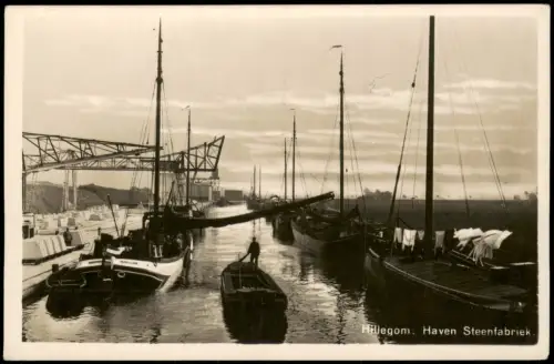 Postkaart Hillegom Hafen der Ziegelei (Steenfabriek) mit Lastkähnen 1932