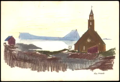 Grönland Greenland Kirche in Grönland (Illustration von Alex Secher) 1960