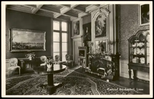 Postkaart Lisse Innenansicht Kasteel Keukenhof 1955