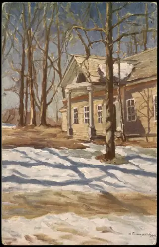 Ansichtskarte  Russisches Landhaus im Vorfrühling 1910