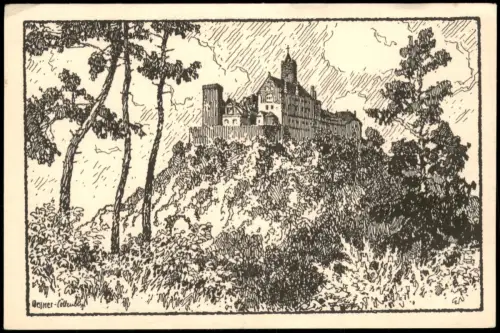 Ansichtskarte Eisenach Ansicht der Wartburg Künstlerkarte 1910